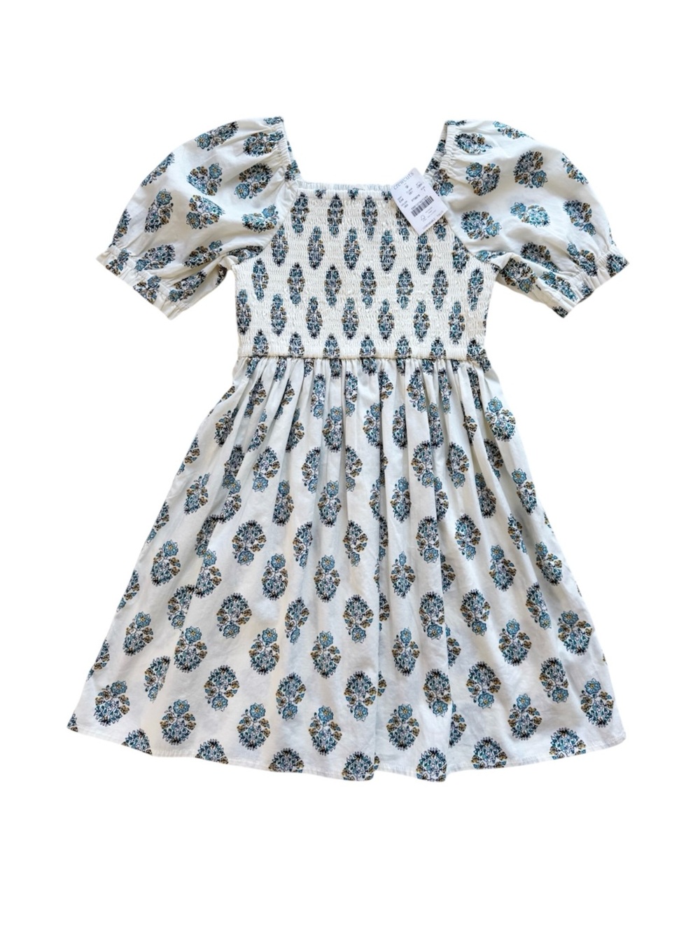 NWT Crewcuts Floral Block Print Smocked Dress Size 7
